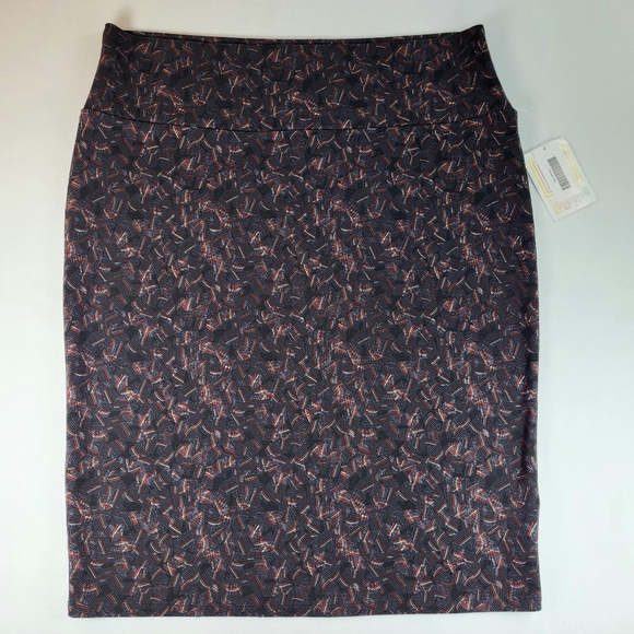 LuLaRoe Cassie SKIRT Womens Size 3XL Black Gray Red Aqua Pull-on Abstract NWT - Picture 13 of 16